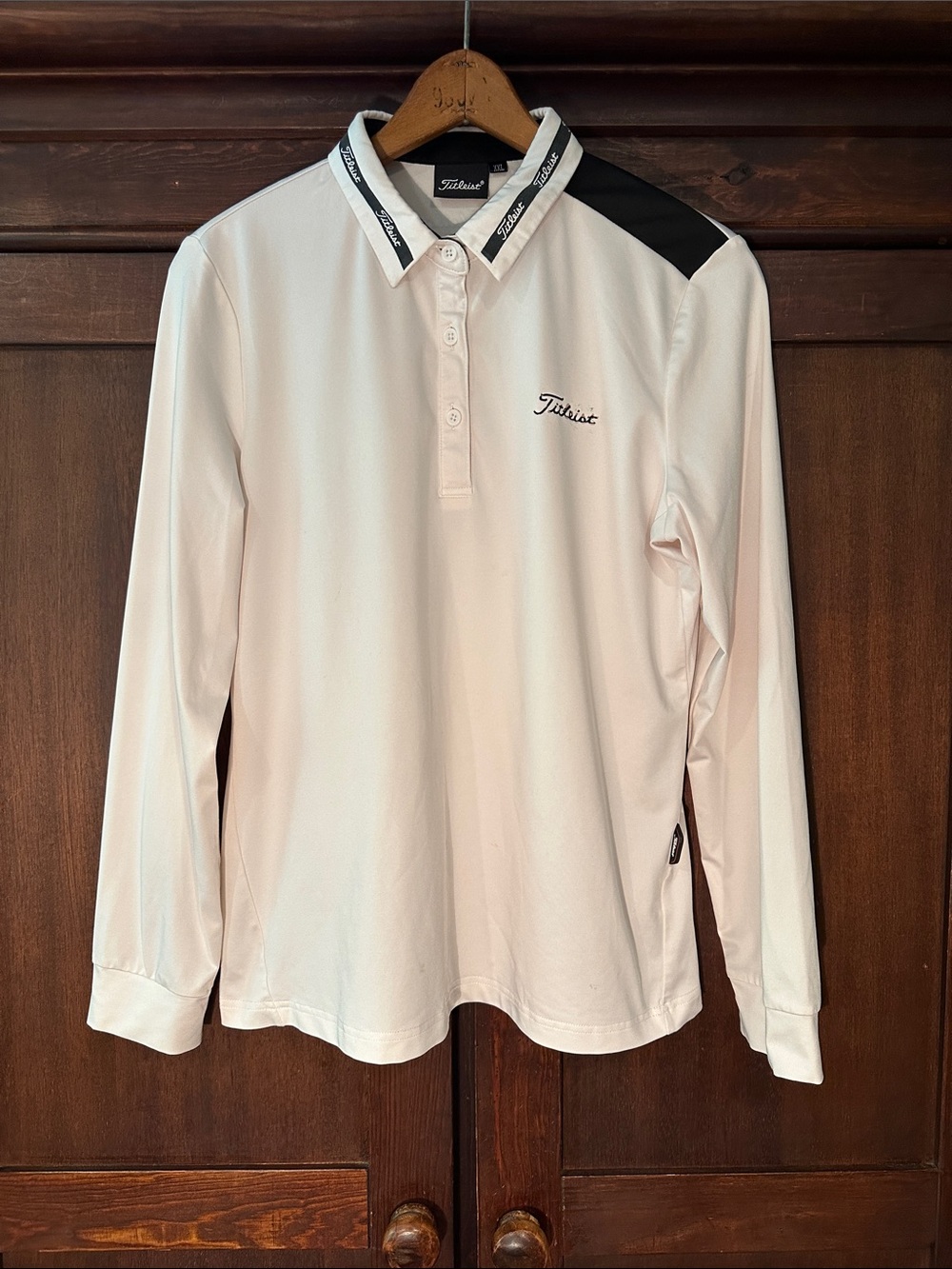 Titleist Women's Long-Sleeve Polo - White with Black Accent